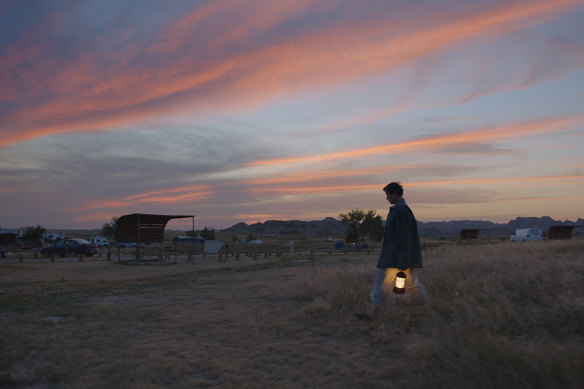 The nomadic life can be liberating: McDormand in a scene from <i>Nomadland<i>.