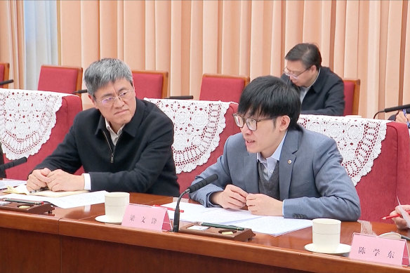 DeepSeek founder Liang Wenfeng (right), pictured at a symposium presided by Chinese Premier Li Qiang earlier this month, says AI “should be affordable and accessible to everyone”.