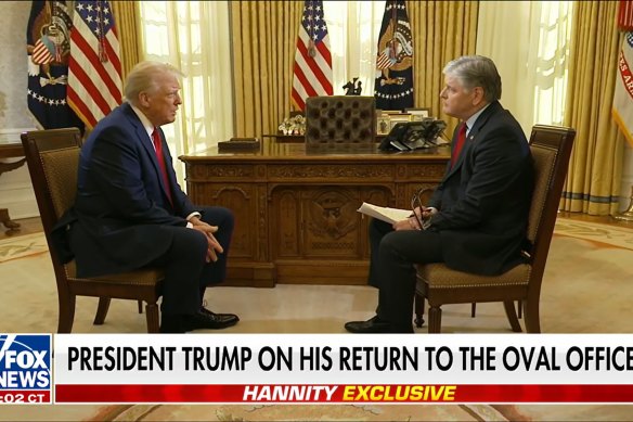 Trump with Sean Hannity on Fox news on Wednesday night US time.