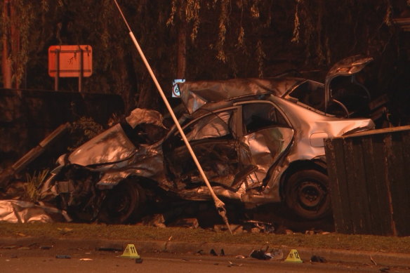 The crash scene on Tuesday night.