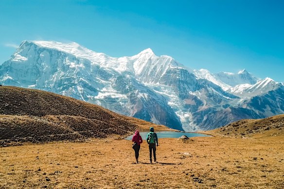 Ice Lake, a highlight of the Annapurna Circuit Trek, Nepal. 
