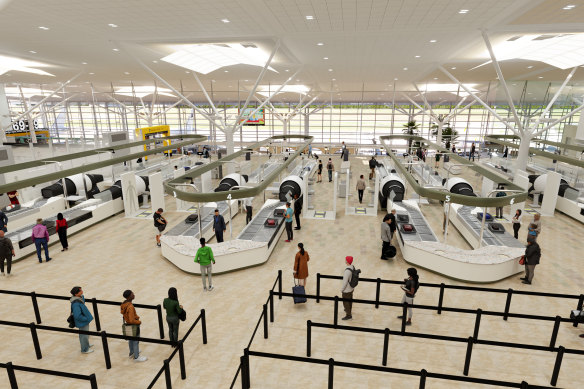 The planned upgrade to the security screening area at Brisbane’s  international terminal.