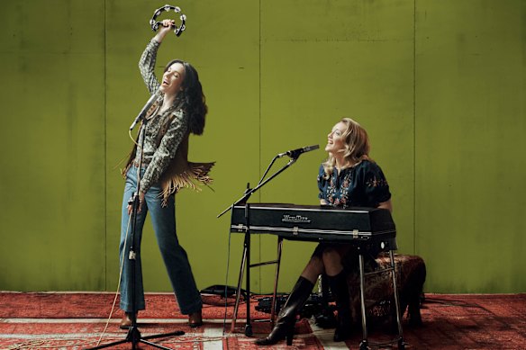 Geraldine Hakewill (left), and Alex Malone in Stereophonic, which plays in both Melbourne and Sydney before Brisbane.