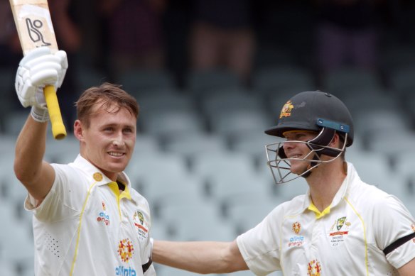 The bromance between Marnus Labuschagne (left) and Steve Smith is a continuing delight in season two of The Test. 