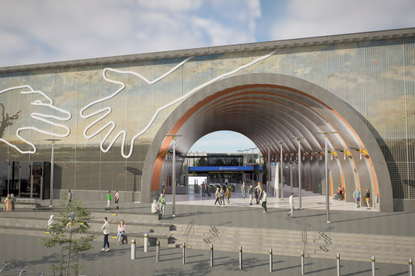 A render of <i>Come Together</i> by Abdul Abdullah, to be installed at Arden Station.