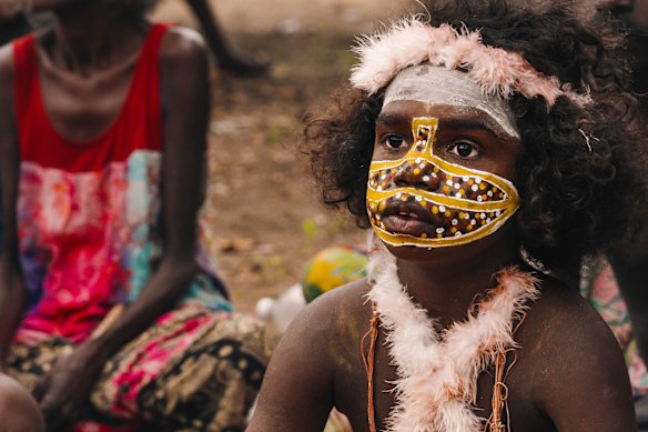 David Gulpilil’s grandson awaits his initiation ceremony at the site of the actor’s funeral in East Arnhem Land.