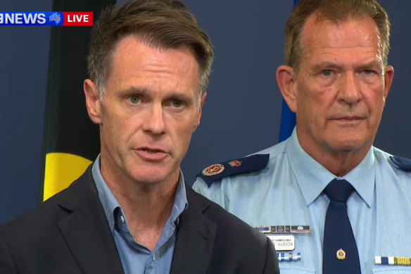 NSW Premier Chris Minns and NSW Police Force Deputy Commissioner David Hudson speak at a press conference about the Dural discovery.