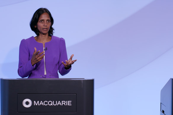 Macquarie Group chief executive Shemara Wikramanayake at the third-quarter update. 