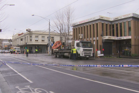 The scene of the crash at the corner of Bridge Road and Church Street on Tuesday.