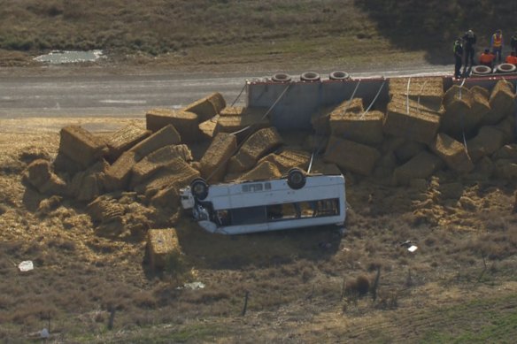 Four people were taken to hospital.