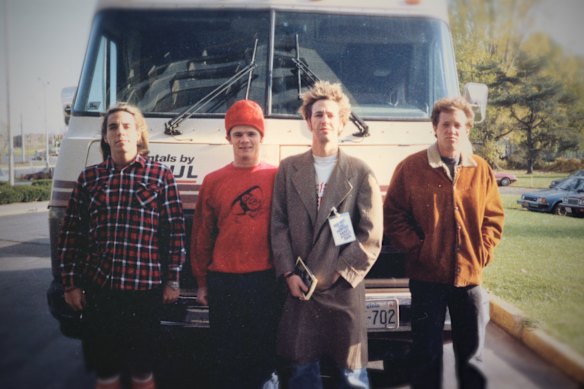 Anthony Kiedis (left), Flea, Hillel Slovak and Jack Irons in The Rise of the Red Hot Chili Peppers: Our Brother, Hillel. 