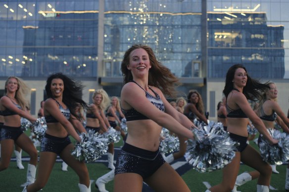 Dallas Cowboys cheerleaders go through one of their routines. “Why are these skilled performers treated with such contempt and disrespect?”