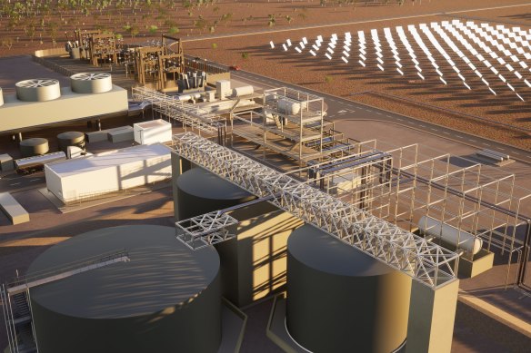 An artist’s render of Vast’s proposed concentrated solar project in Port Augusta.