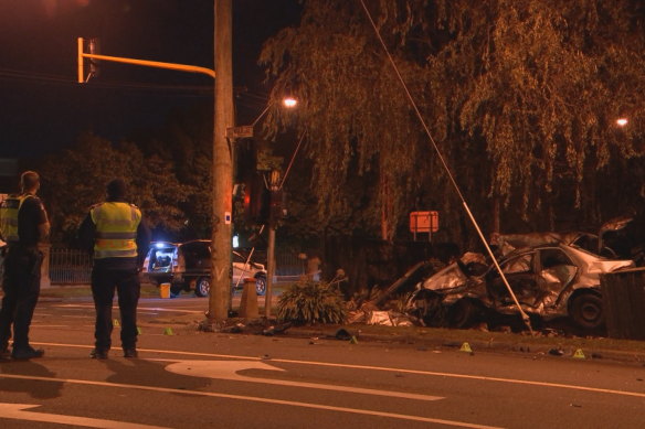 The scene of the fatal Burwood crash.