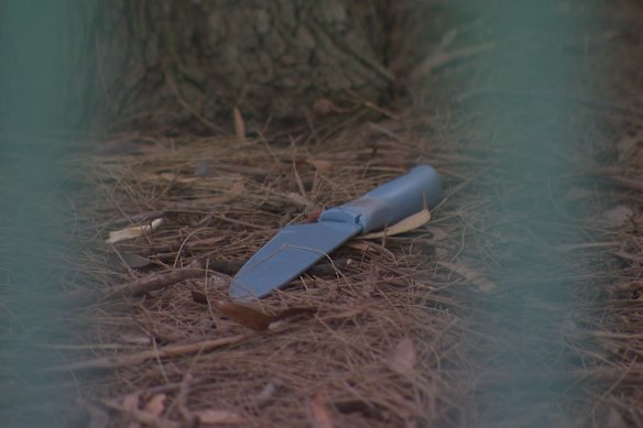 One of multiple knives at the scene.