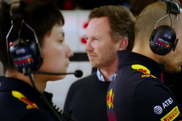 Red Bull team principal Christian Horner (middle) has become a fan favourite thanks to his passionate outbursts.