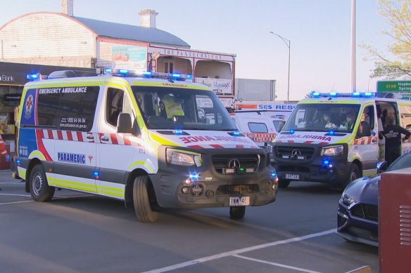 Emergency services at the scene on Sunday night. 