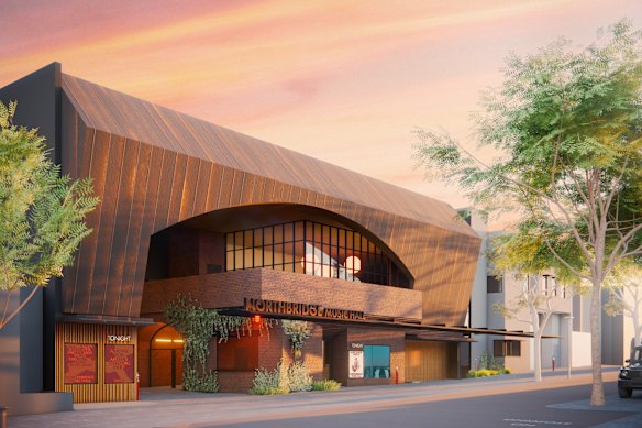 An architect’s rendering of Northbridge Music Hall, due to open in inner Perth during summer 2026-27.