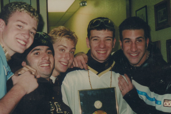 *NSYNC, featuring a young Justin Timberlake at left, were among the groups founded and managed by Pearlman.