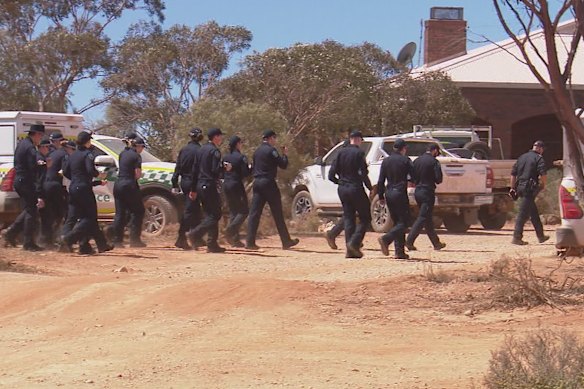 Police at Oak Park. Gus Lamont’s disappearance has been declared a major crime.