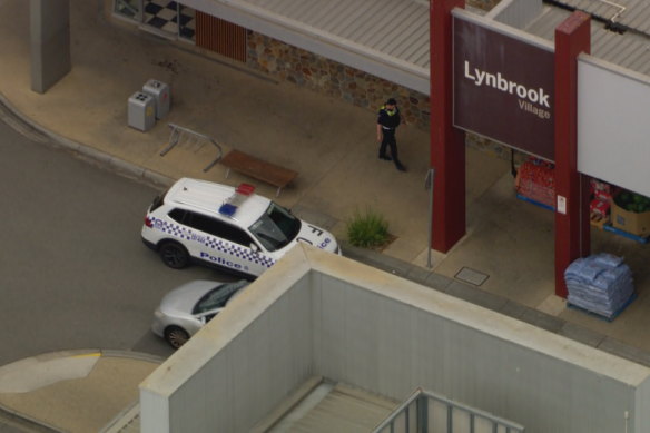 Police at Lynbrook Village Shopping Centre on Friday afternoon.