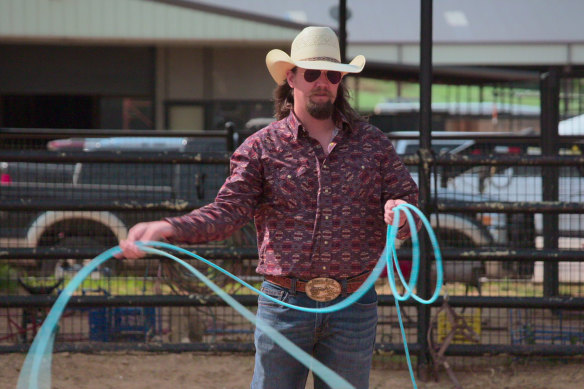 Rodeo rider Dale Brisby in the goofy reality show How To Be a Cowboy.