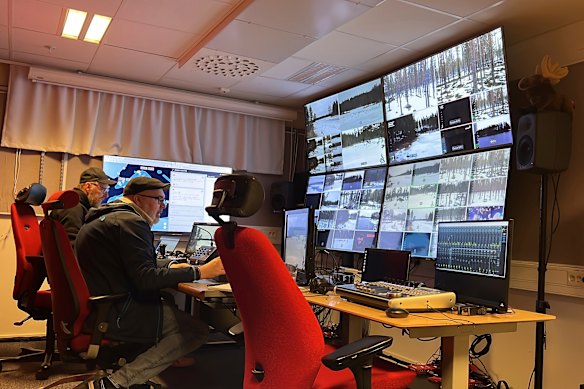 A crew of up to 15 people works out of SVT’s control room in Umeå.