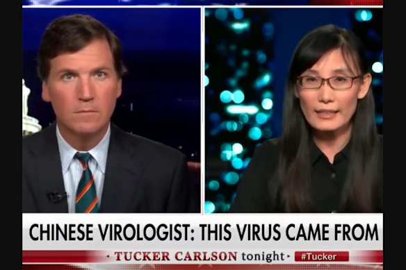 A screengrab of Yan’s interview on Tucker Carlson’s show in September 2020 that racked up at least 8.8 million views online. 