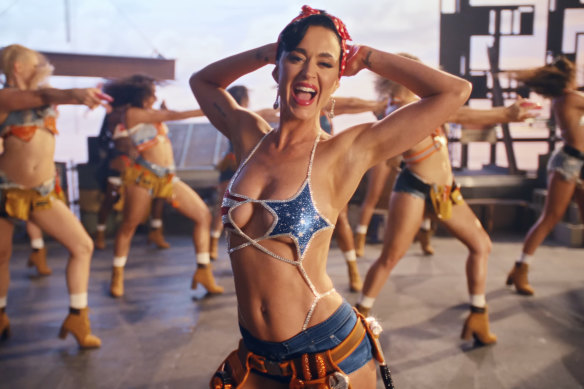 Katy Perry in the music video for her song Woman’s World.