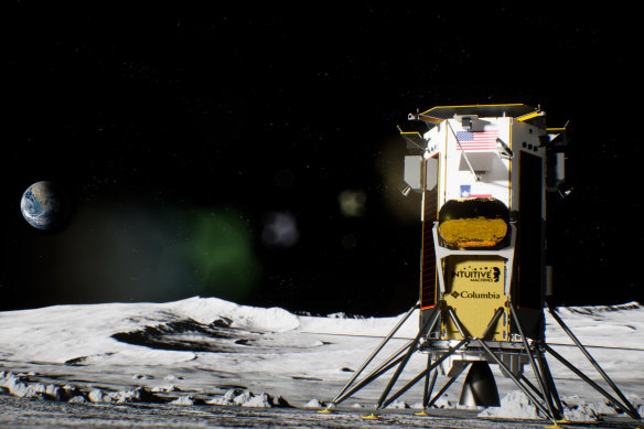 An artist’s impression of what could be the first moon landing pulled off by a privately owned spacecraft.