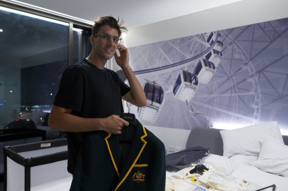 Pat Cummins nervously organises his wardrobe the night before his debut as Test captain in a scene from season two of the Amazon Prime documentary The Test.