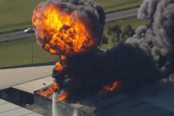 A large chemical explosion sparked a major factory fire in Melbourne’s west on Wednesday.