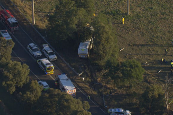 The scene of the crash on Wandong Road.