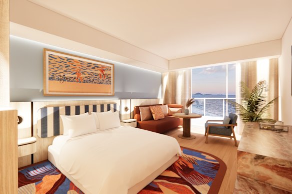 An artist’s impression of a standard room at the Avani Mooloolaba.