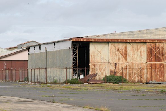 World War II hangars at Point Cook are in an advanced state of dilapidation and have been fenced off.