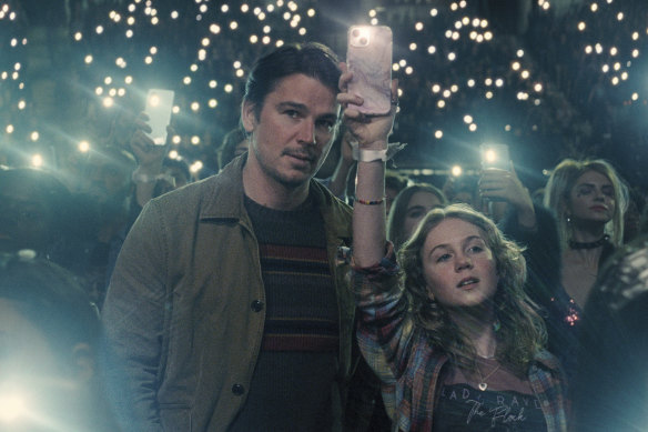 Josh Hartnett plays a loving dad hiding a very dark secret who takes his daughter, played by Ariel Donoghue, to a concert in Trap.