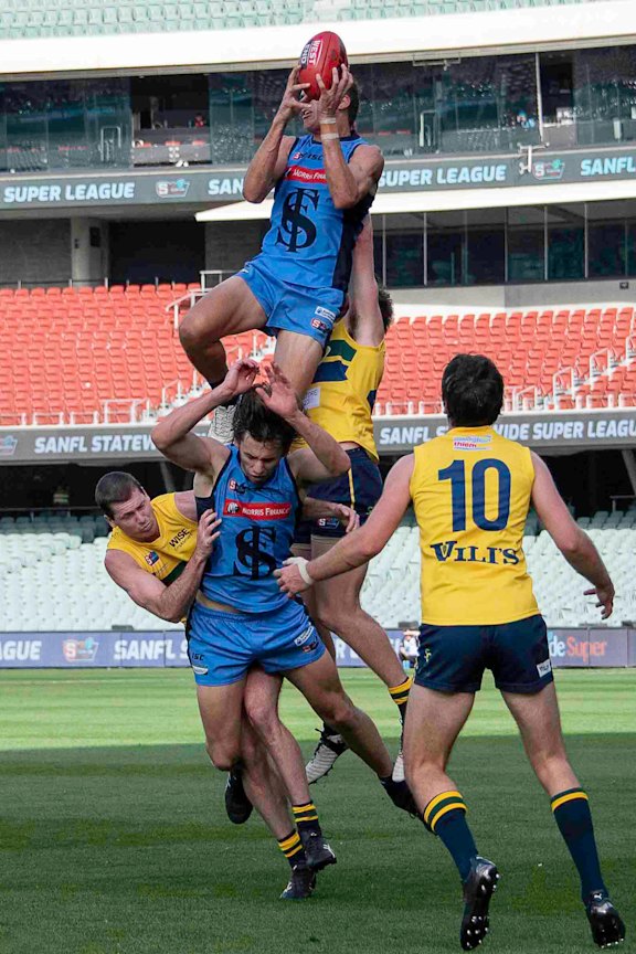 Ash Johnson takes a screamer for Sturt.