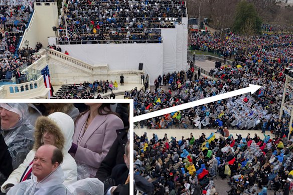 Rosemary Vrablic, in a white hooded coat, helped steer more than $US300 million in loans to Donald Trump in the years before he was elected President.