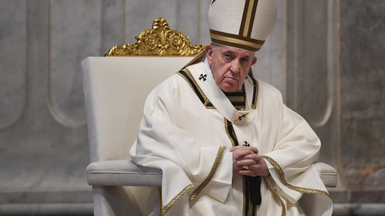 Pope Francis, pictured in St Peter's Basilica at the Vatican in April.