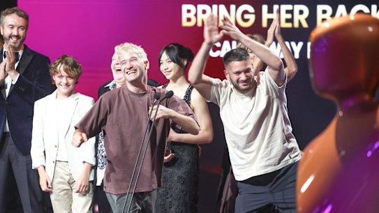 High point: the Bring Her Back team after winning best film at the AACTA Awards in Febuary. 