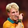 BRISBANE, AUSTRALIA - JULY 19: Tom Lynagh of the Wallabies looks on during game one of the series between Australia Wallabies and British & Irish Lions at Suncorp Stadium on July 19, 2025 in Brisbane, Australia. (Photo by Chris Hyde/Getty Images)