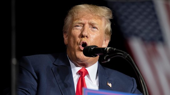 Former president Donald Trump at a rally in Minden, Nevada earlier this month.