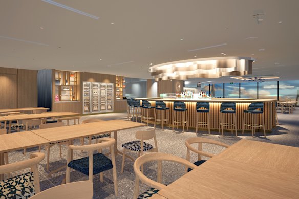 Render of the restaurant at the new Sydney Seafood School.