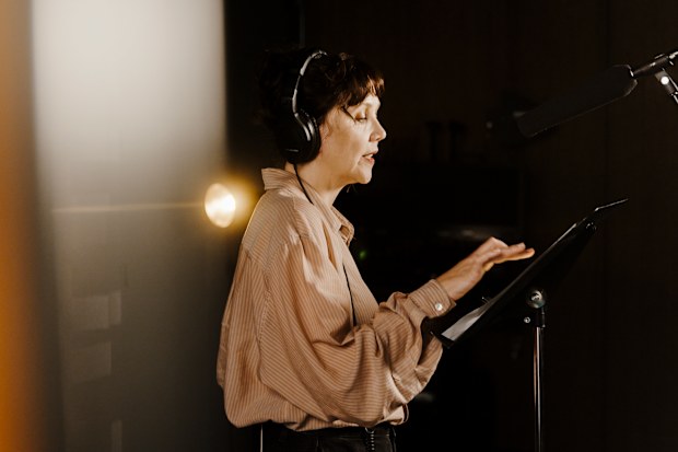 Maggie Gyllenhaal recording a new Audible audio production of Bram Stoker’s Dracula.