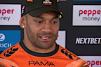 Api Koroisau speaks to media.