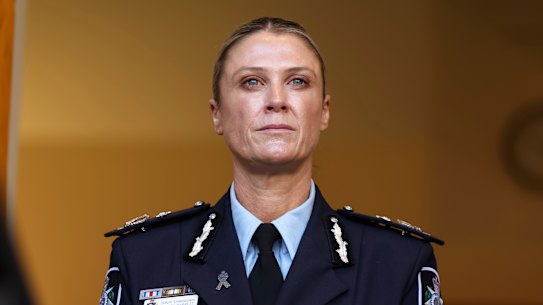 Krissy Barrett, who has been announced as the next Australian Federal Police Commissioner, during a press conference at Parliament House in Canberra.