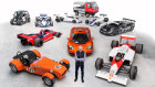 Gordon Murray with his various cars.