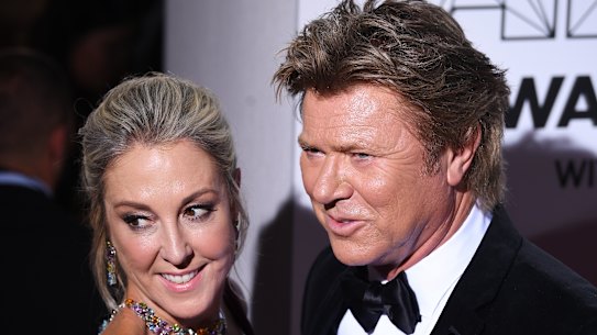 Richard Wilkins, right, with his girlfriend Virginia Burmeister at this year's ARIA Awards. 