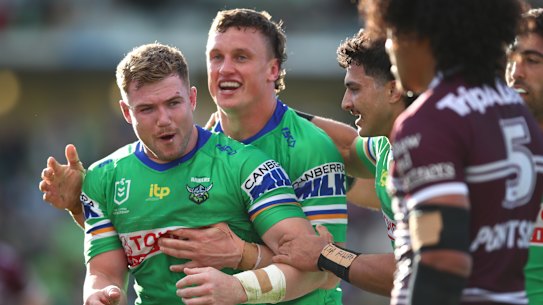 Raiders stars Hudson Young and Jack Wighton.