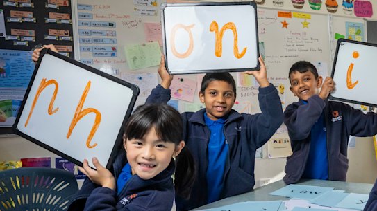 Phonics teaching at Wheelers Hill Primary School.